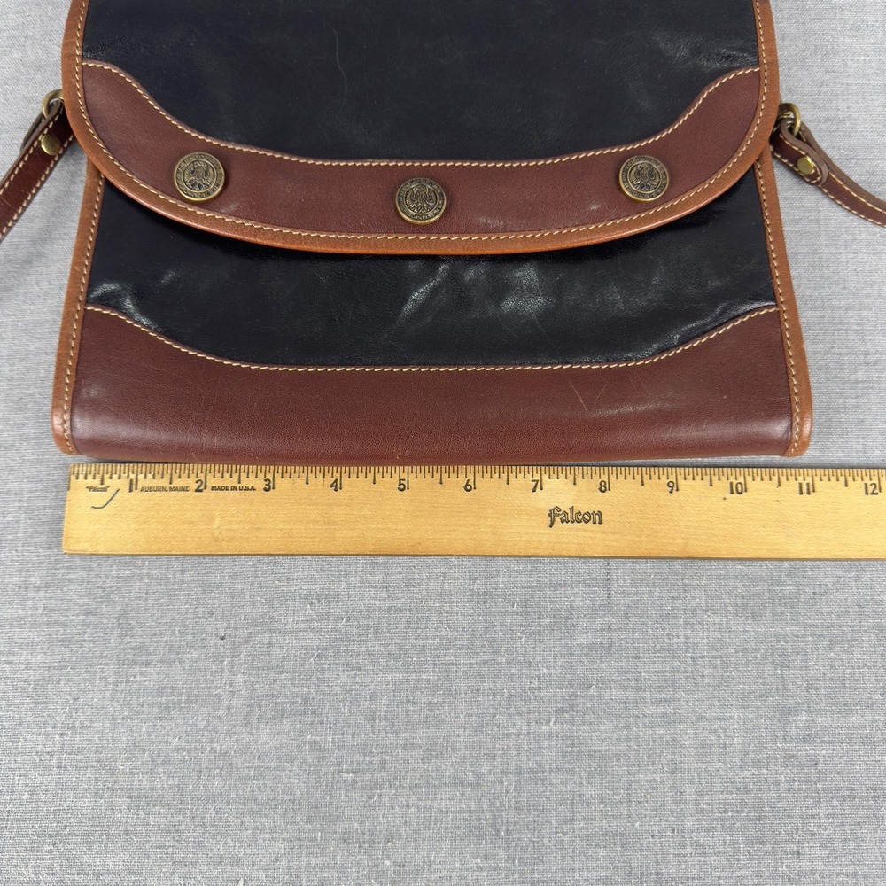 Brahmin Crossbody Bag Womens Black Brown Leather Flap Purse Two Tone Messenger - Picture 14 of 15